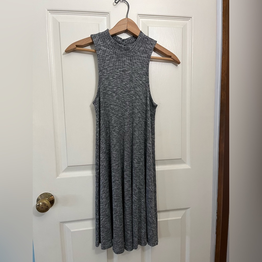 Hollister Grey Sleeveless Knit Dress with Mock Neck